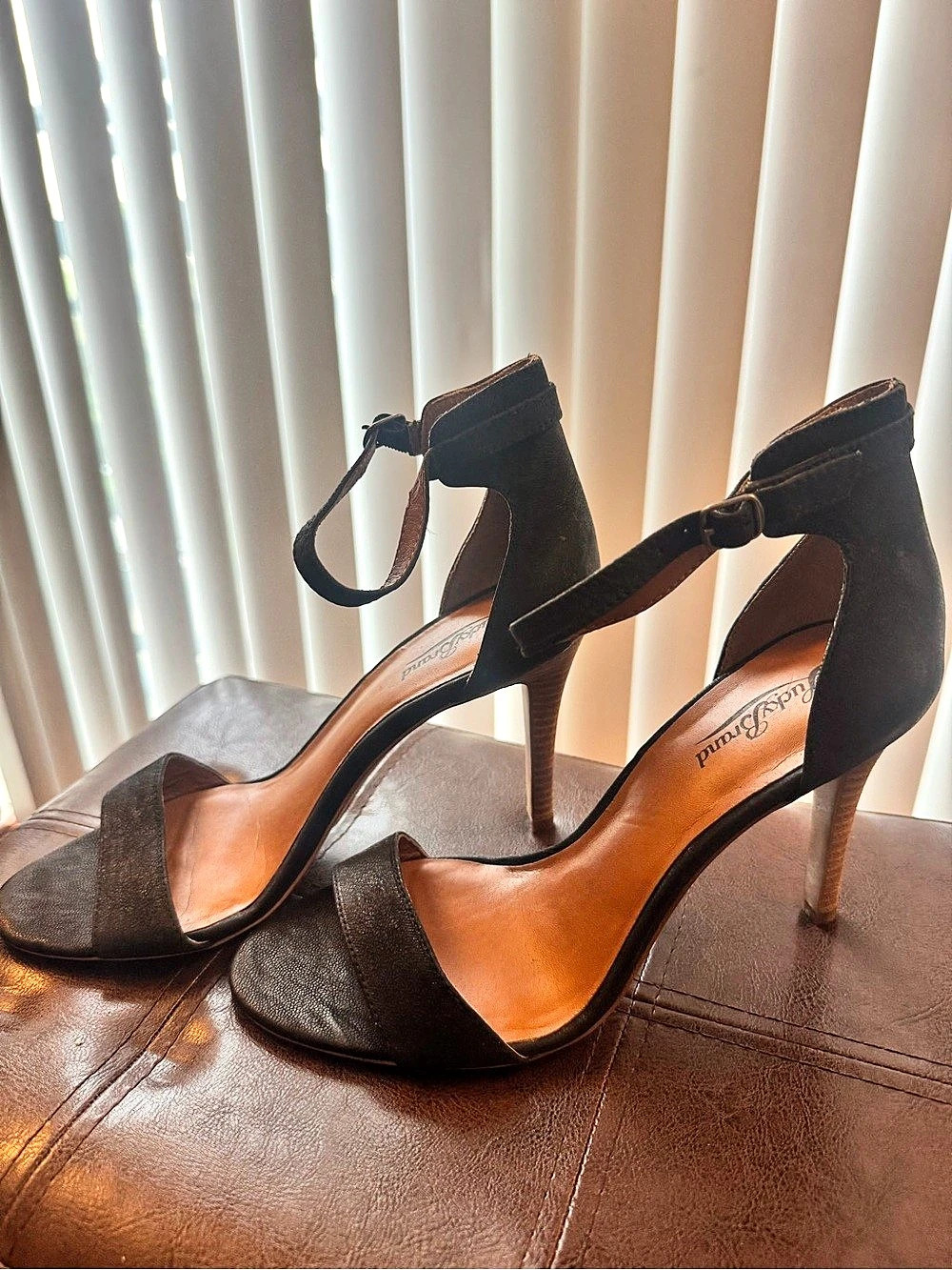 Franco Sarto Black Ankle Strap Heels